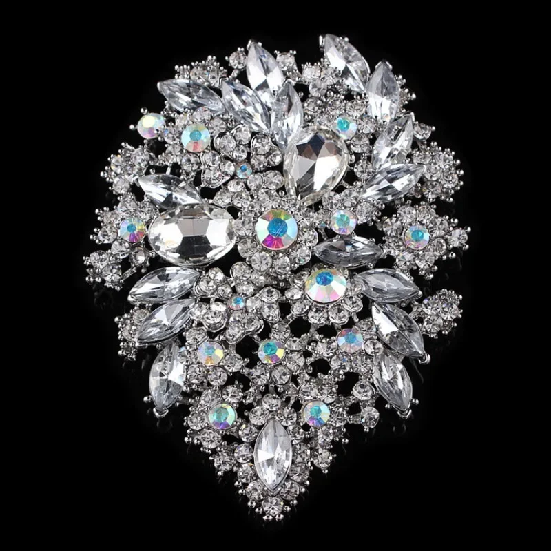 Fashion Crystal Elegant Flower Badges Brooches Men Lapel Pin Rhinestone Brooch Corsage Advanced Luxury Wedding Jewelry Women