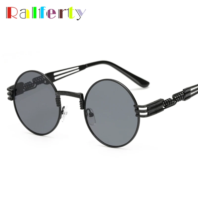 Ralferty Vintage Round Steampunk Sunglasses Women Men Steam Punk Gold Eyewear Hip Hop Shades Teashades Transparent Clear Glasses