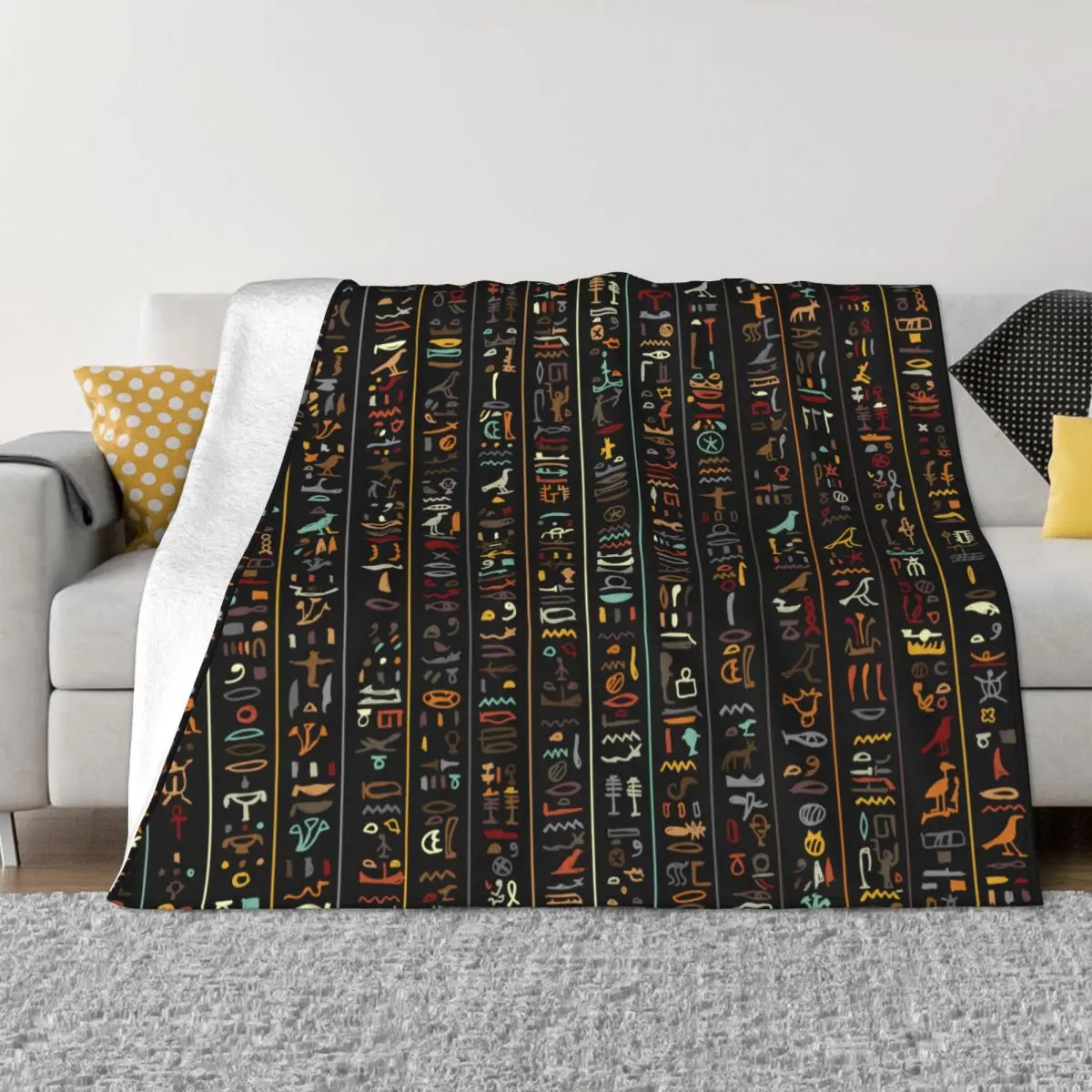 

Ancient Egypt Egyptian Hieroglyphs Blanket Coral Fleece Plush All Season Breathable Warm Throw Blanket for Bed Outdoor Rug Piece