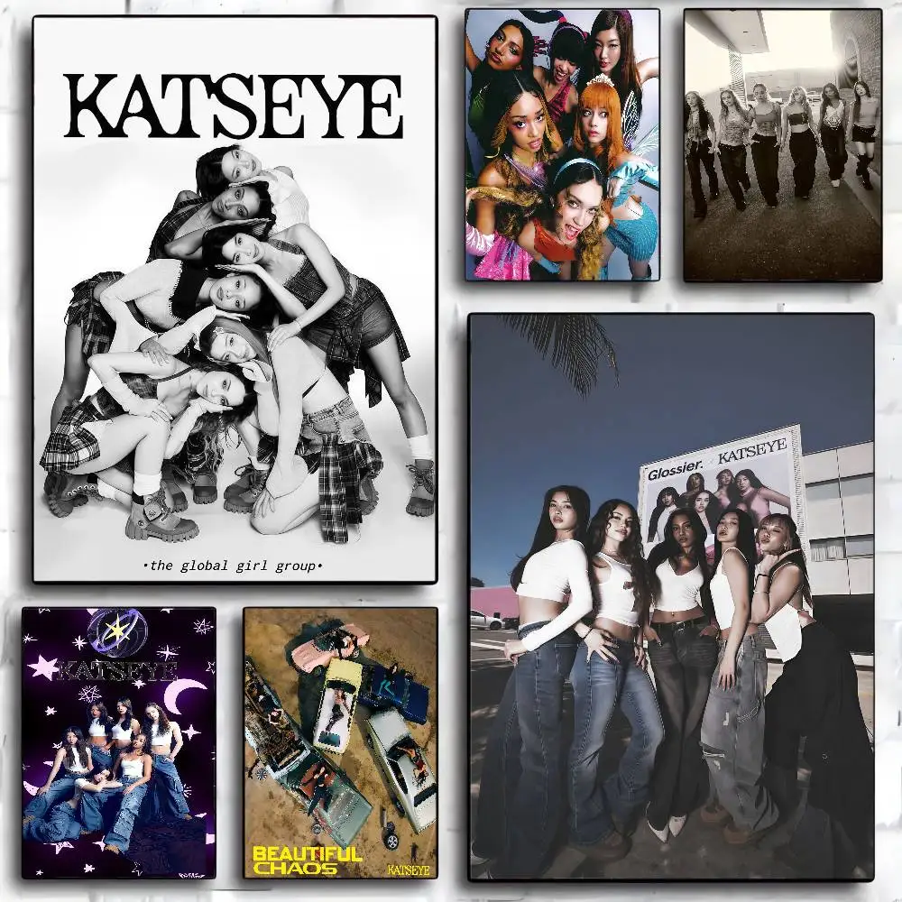 شعبية Kpop الفرقة K-Katseye نوعية جيدة يطبع والملصقات خمر غرفة المنزل بار مقهى ديكور الجمالية الفن طلاء جدران