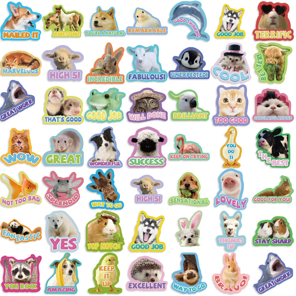 Autocollants mignons d'animaux de bande dessinée pour des enfants, autocollants d'ordinateur portable, autocollants de réfrigérateur, autocollants de carte de téléphone, esthétique, décalcomanies drôles Kawaii, jouet, 10 PCs, 30 PCs, 50PCs