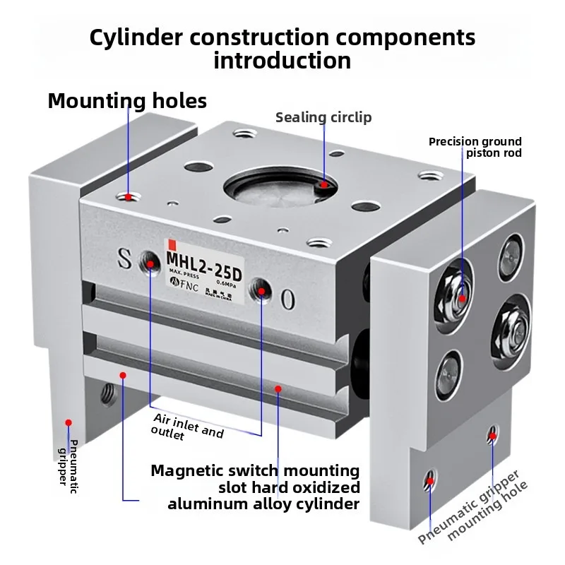Wide Wide Large Diameter Finger Cylinder Air Claw Clamp