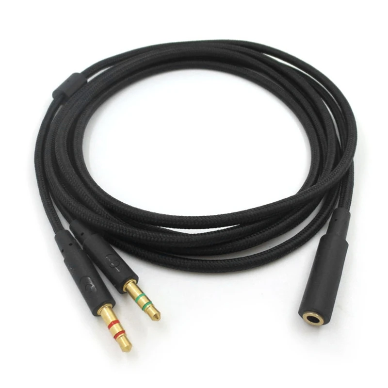 3.5mm Universal 2 in 1 Gaming Headphone  Extend Cable for HYPERX Cloud II/for Alpha/Cloud Flight Headphone For Comp