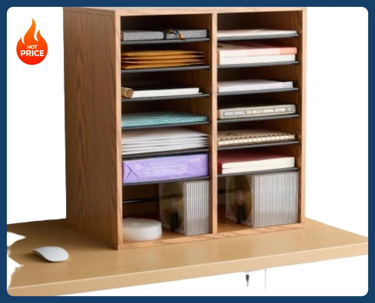 

[New Arrival!]Safco Wood Adjustable Literature Organizer, 16 Compartment with Adjustable Shelves, CDs Storage, and Durable Lamin
