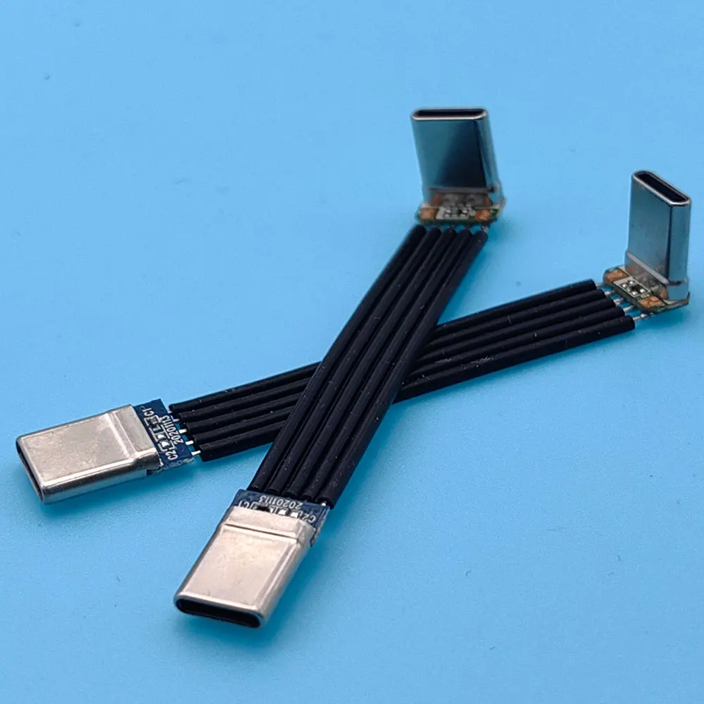 

USB 3.1 Type-C Flat Flexible Cable 40K 60Hz Type-c Male to Male Data Elbow Right Angle DIY Flat Silicone Cable