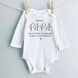 Hi Dad I Can't Wait To Meet You Baby Announcement Newborn Bodysuit Summer Baby Boys Girls Pregnancy Reveal Ropa Jumpsuit Outfits