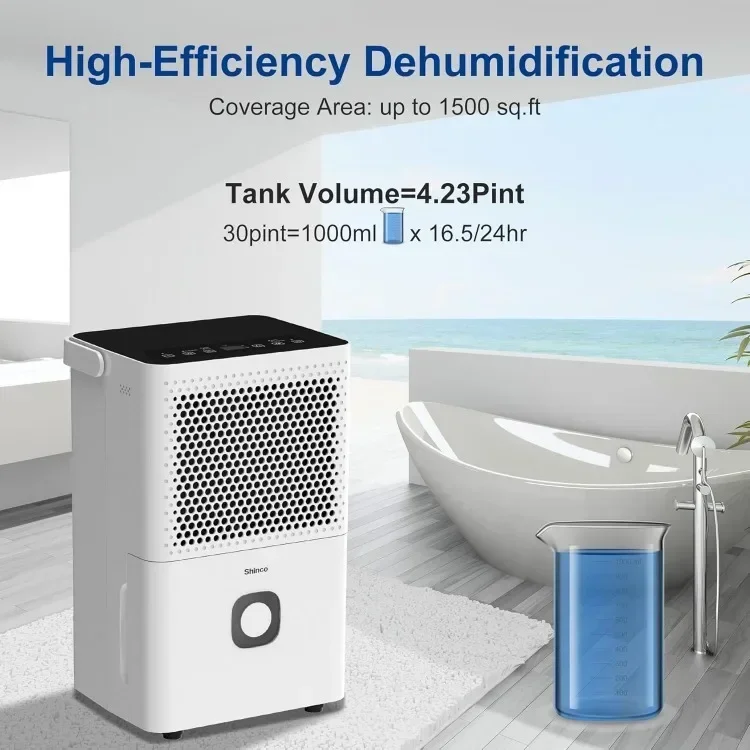 Hot Sellers.30 Pints Dehumidifier for Home and Basements, 1500 Sq.Ft Dehumidifier with Drain Hose, Auto or Manual Drainage, Au.N