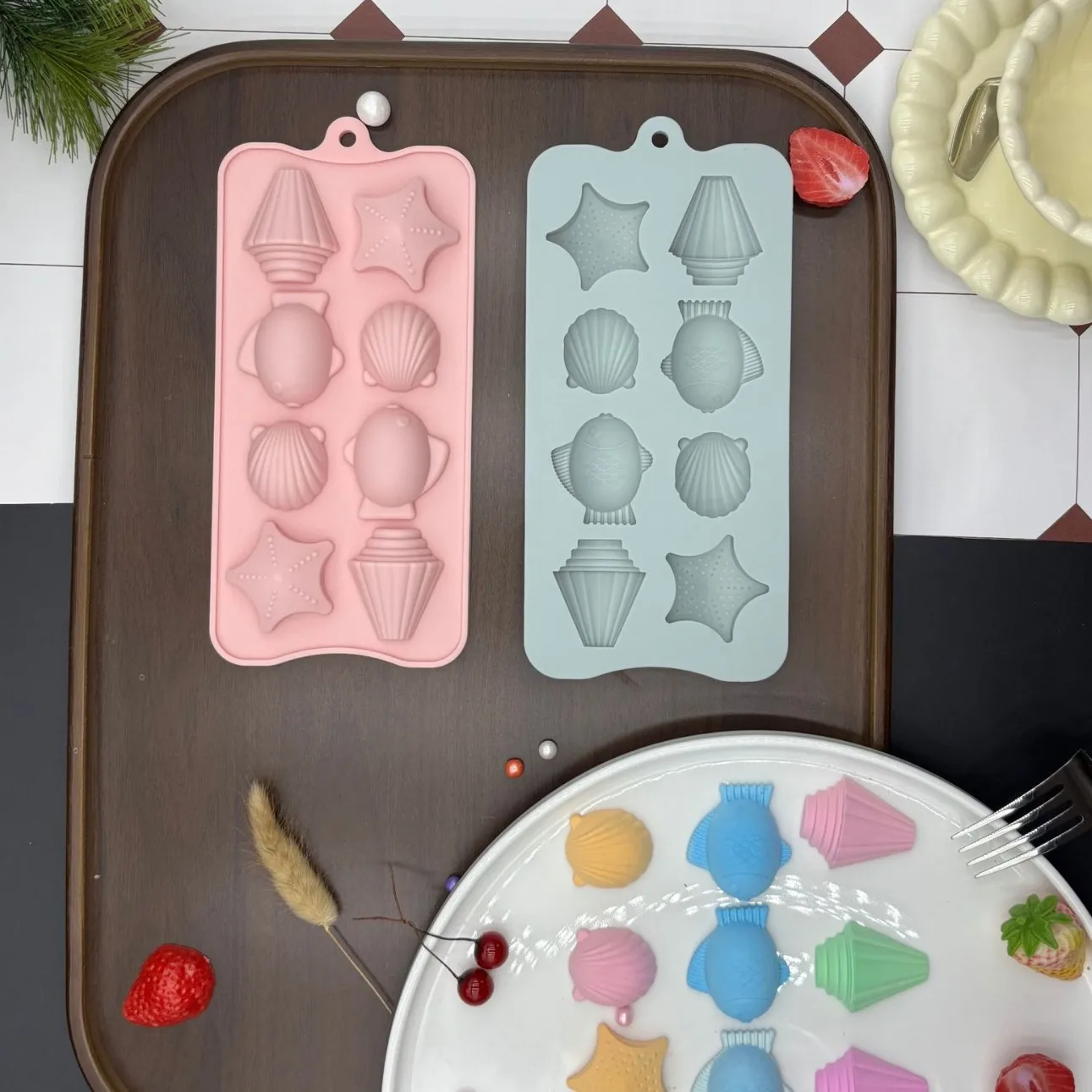 

8 Cavity Shell Conch Starfish Silicone Mold Fondant Cake Candy Chocolate Mould Baking Tool DIY Cake Decoration Accessories