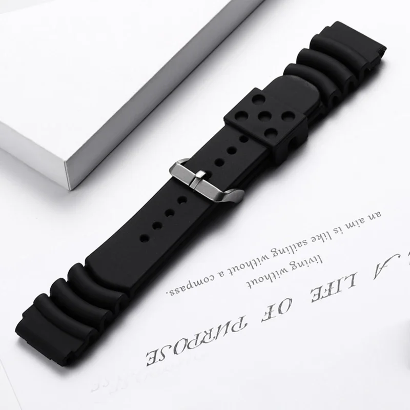 ADDIESDIVE-Bracelet de Montre en Silicone de Qualité Supérieure, Caoutchouc, 20mm, 22mm, dehors, Étanche, Noir, Remplacement