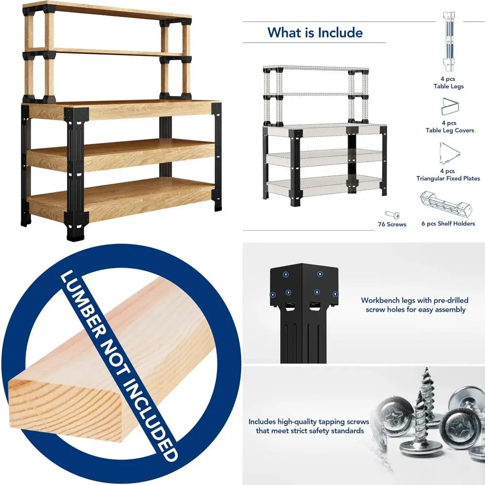 طقم أرجل منضدة فولاذية عالمية لرفوف تخزين المرآب ومنضدة العمل القابلة للتخصيص، متوفر بأحجام وألوان مختلفة