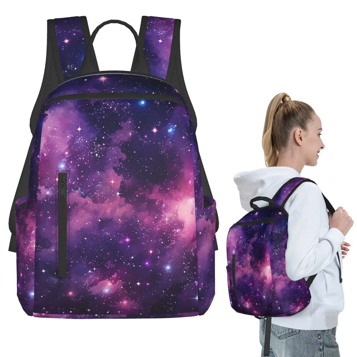 

Starry Purple Galaxy Backpack Student BookBag Kids School Bag Computer Shoulder Bags Boys Girls