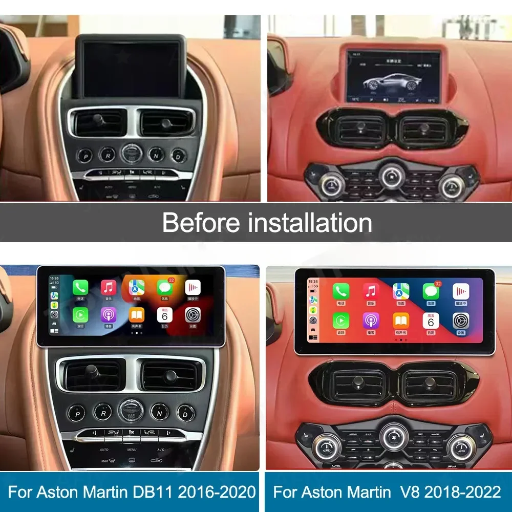 12.3 inch Android 14.0 For Aston Martin V8 2018 - 2022 Car Auto Carplay Multimedia Radio large HD GPS Navigation Touch Head Unit