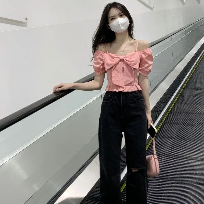 Blouses Women Solid Folds Simple Sweet All-match Daily Creativity Korean Style Popular Casual Charming Special Cozy Basics New