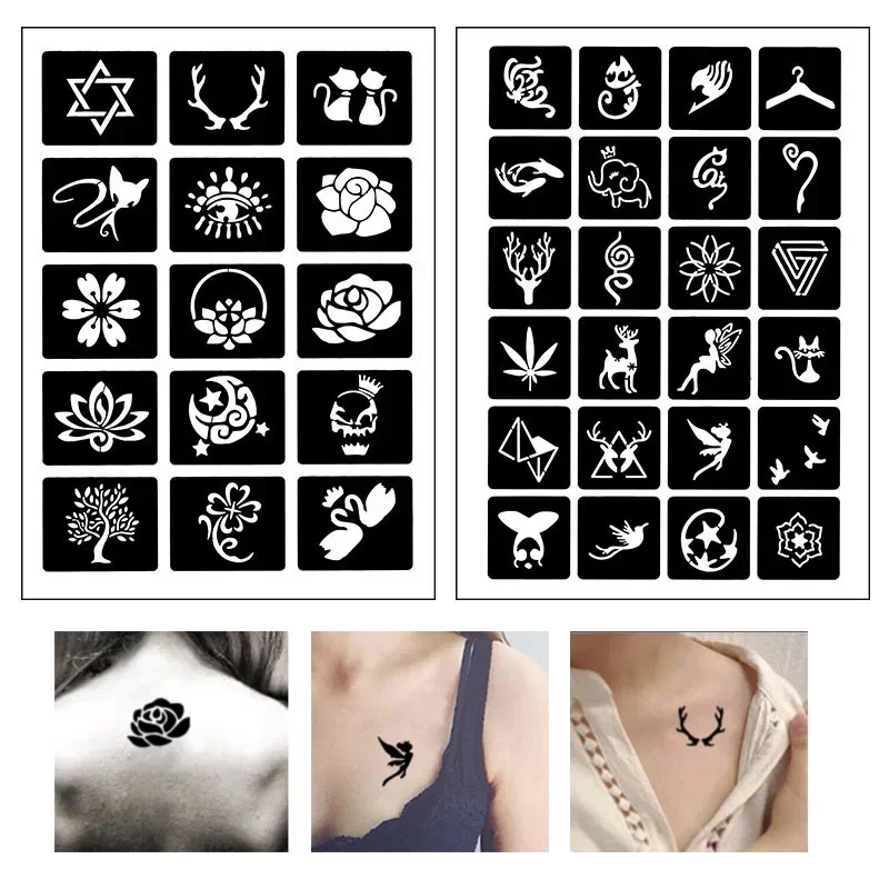 Reusable Airbrush Stencils Templates Dragon Flower Design Henna Template Stencils for Back Hands Glitter Stencil Men Women