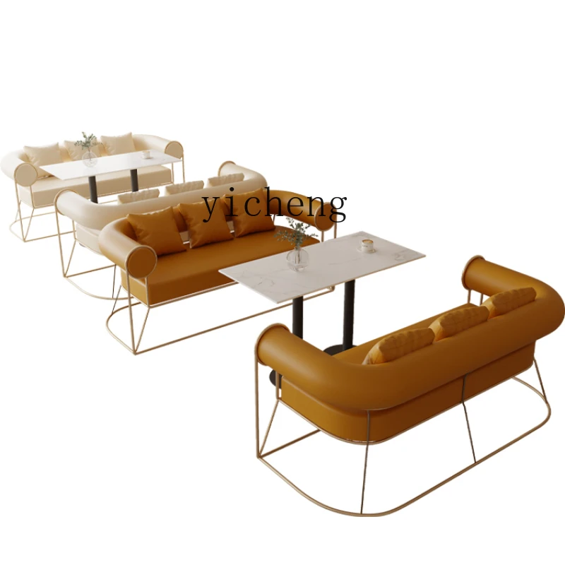 

ZK Milk Tea Shop Table and Chair Combination Deck Sofa Double Dining Seat