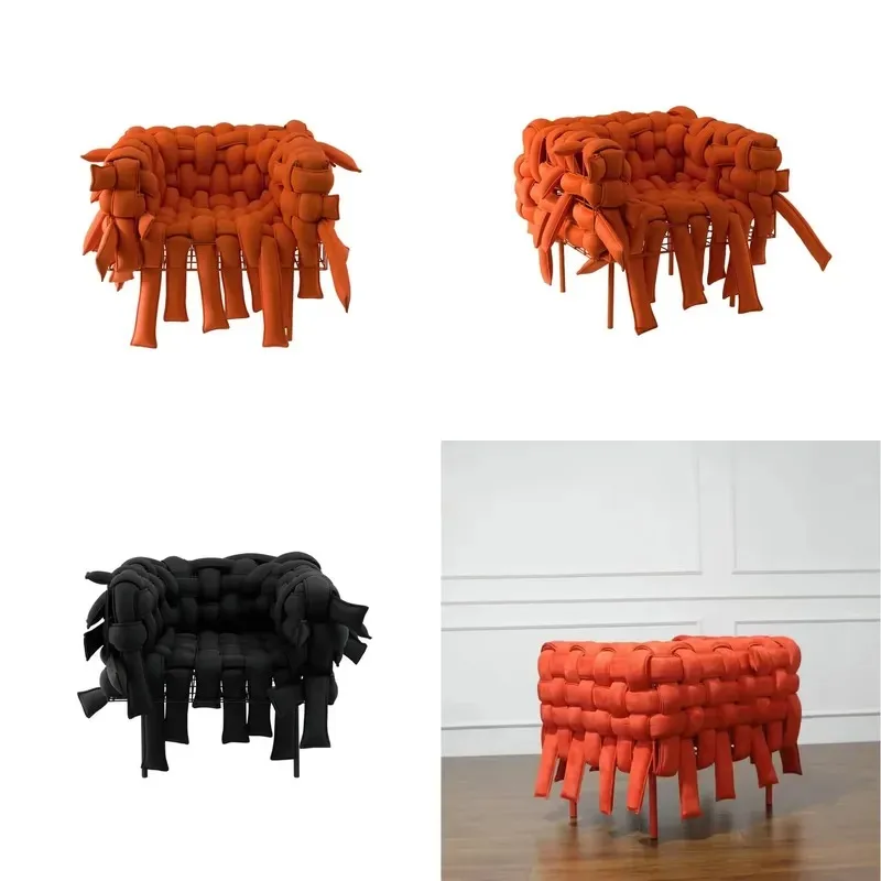 Modern design special-shaped fabric woven single sofa metal frame custom comfortable lounge chair hotel room