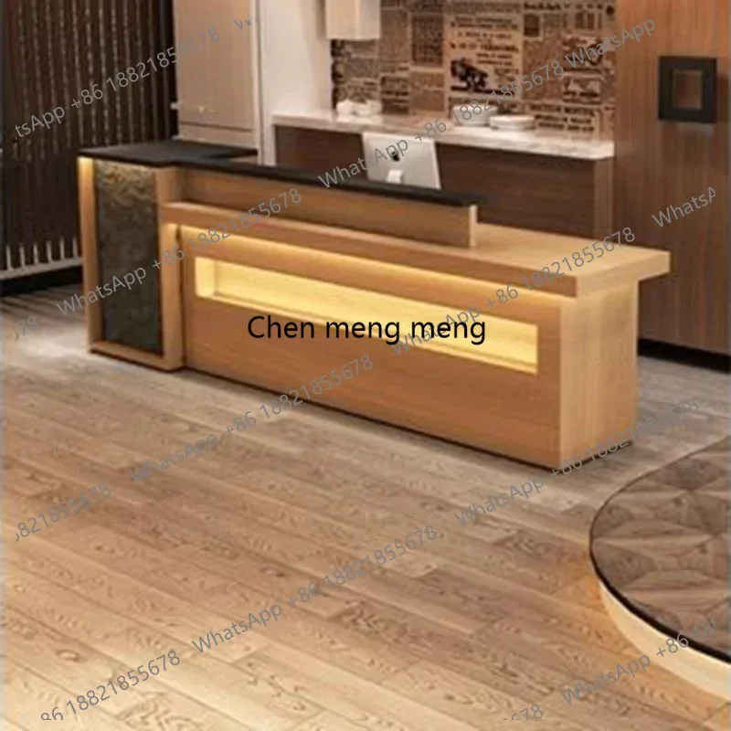 

Home Bar Counter Executive Office Furniture Gold Floaoting Shelf Beauty Institute Salon Reseption Desk Cafe Luxury Hairdressing