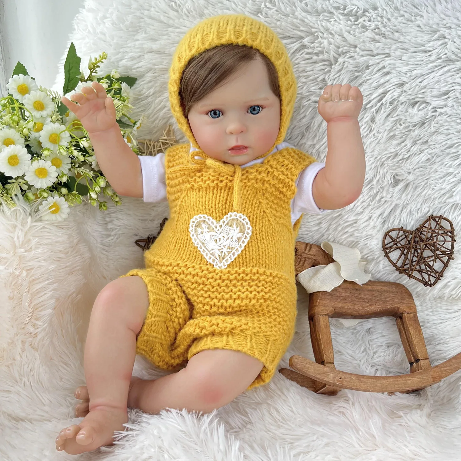 Кукла BZDOLL с тканевым телом, 50 см, милая кукла-реборн для девочек, реалистичная кукла ручной работы с 3D-кожей, кукла-принцесса, модный подарок на день рождения