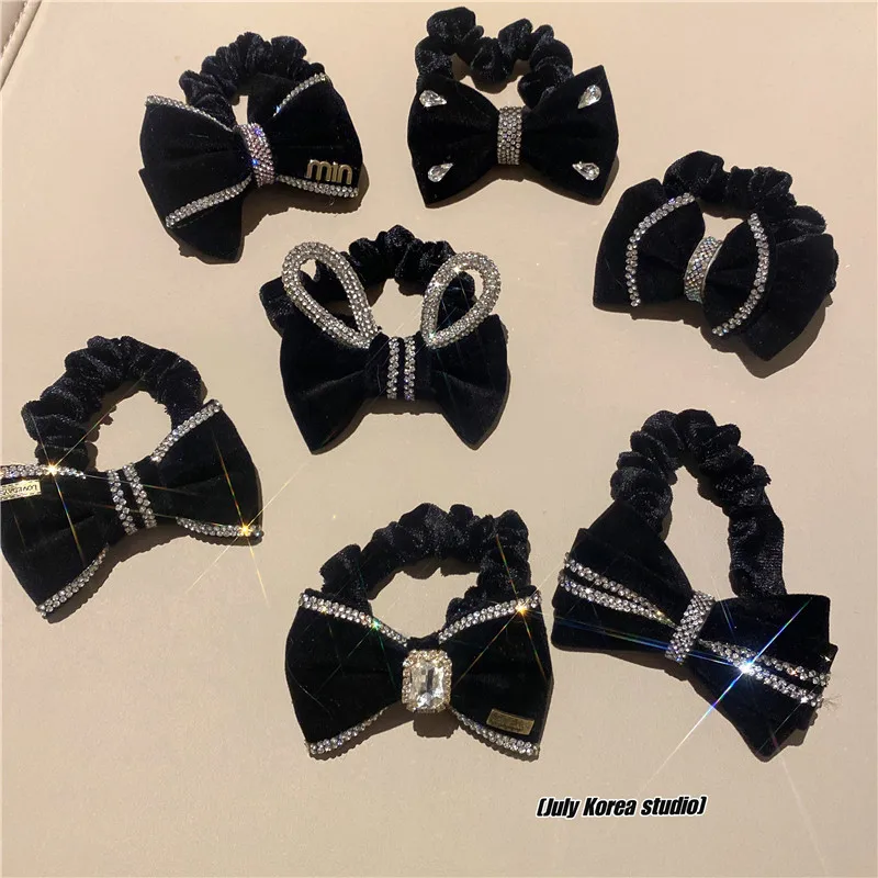 Блестящая веревка для волос с большим бантом для женщин, эластичный хвост, мягкая плюшевая резинка для волос, высококачественные аксессуары для волос с цветами