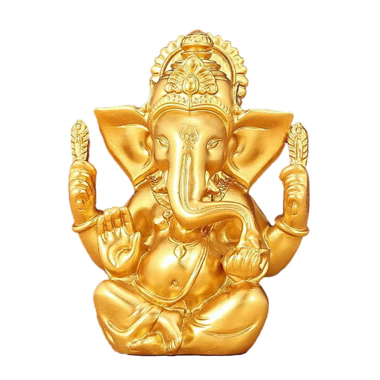 Indian Ganesha Figurine Collectible Hindu Elephant God Lord Ganesh Statue for Office Desk Car Dashboard Shelf Feng Shui Gift