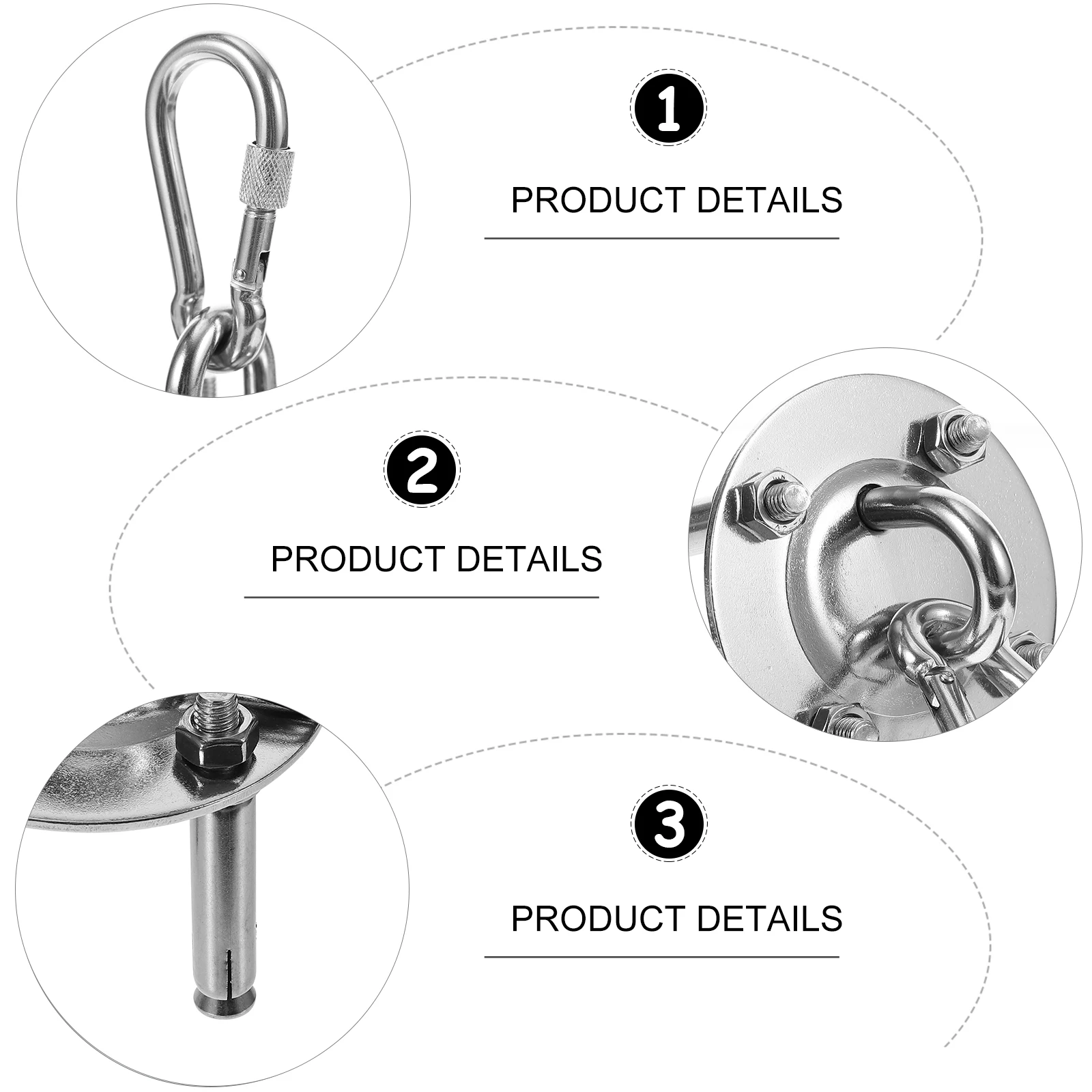 

2 Sets Stainless Steel Aerial Hooks Ceiling Suspension Fixing Hangers Corrosion Resistant Durable For Hammock Swing Hanging