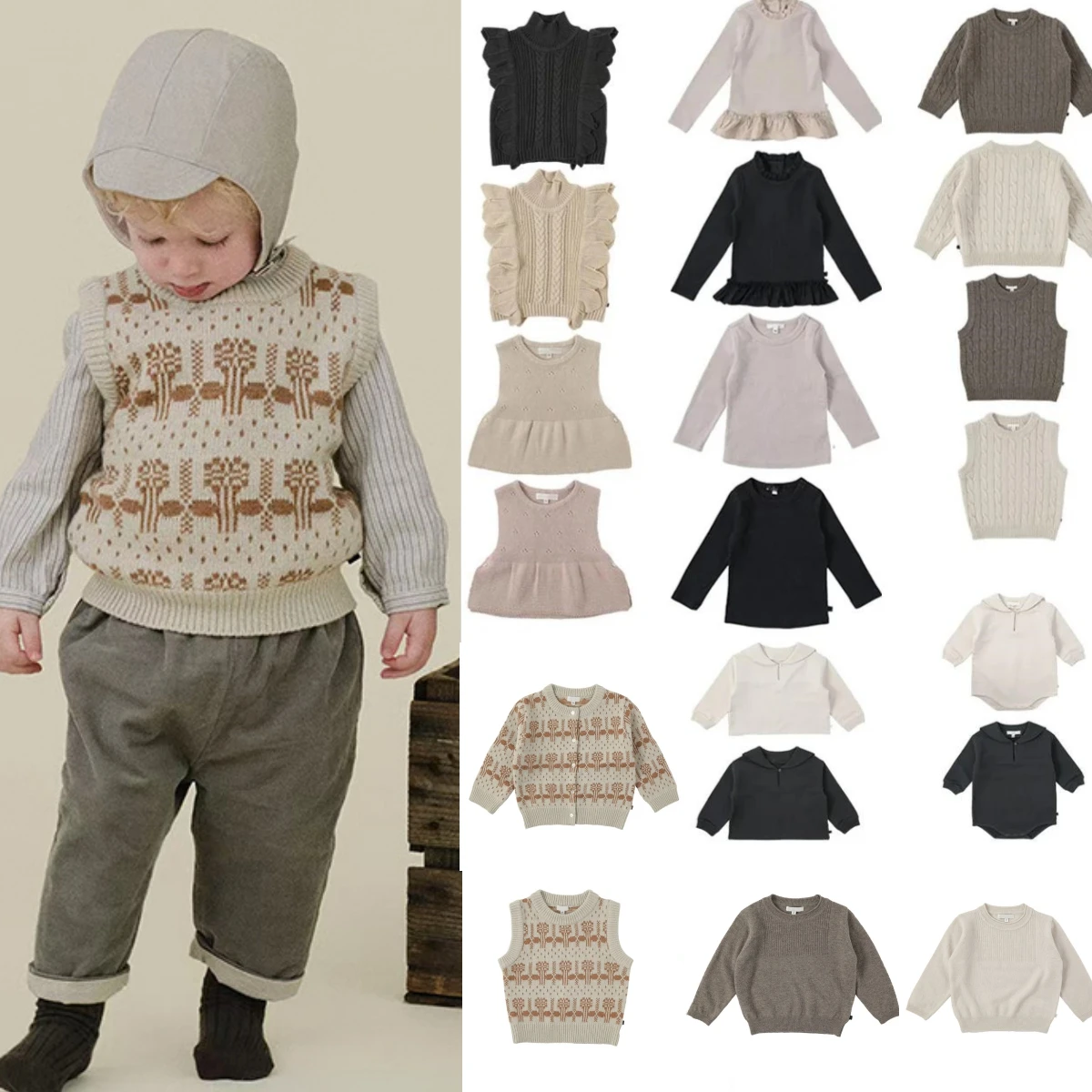 Kleinkind Mädchen Kleidung Bene Marke 2025, neue Winter Jungen Gestrickte Pullover und Hosen Baby Outfit Sets Mode Kinder Jacke Mantel