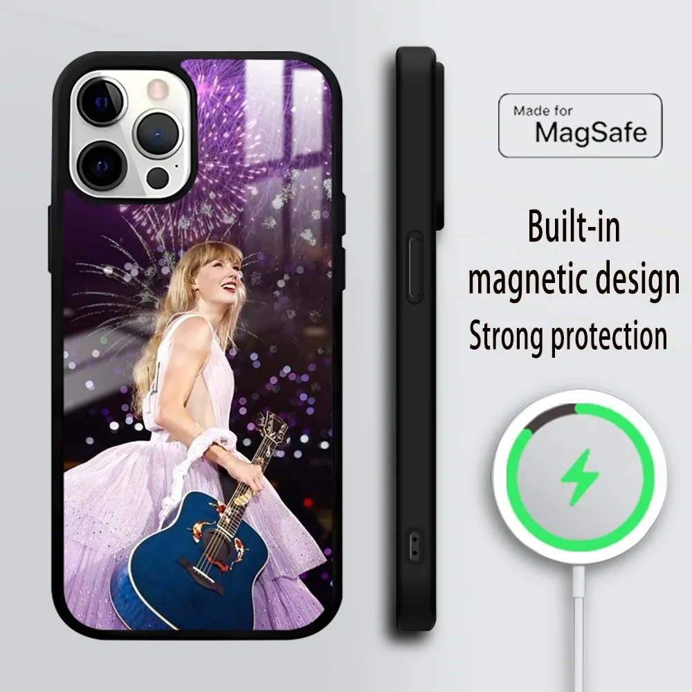 Singer T-Taylor S-Swifts Phone Case For iPhone 16 15 14 13 12 11 PRO MAX PLUS Mini Magnetic wireless mirror phone case