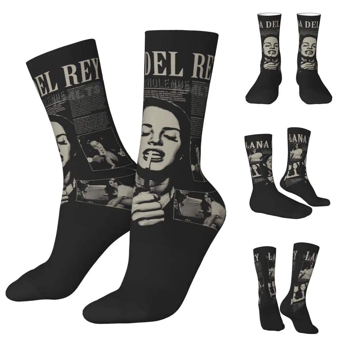 Lana Del Rey cosy Unisex Socks,Hiking Happy 3D printing Socks,Street Style Crazy Sock