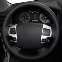 DIY Black Faux Leather Car Steering Wheel Cover For Toyota Land Cruiser 200 Series 70 Tundra Sequoia HiAce 2007-2018