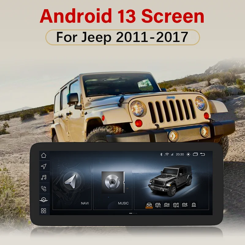 

snapdragon Android 13 GPS Navigation 4+64G Car Multimedia Player Radio For Jeep Wrangler 2011-2017 CarPlay 12.3 inch Touch Sceen