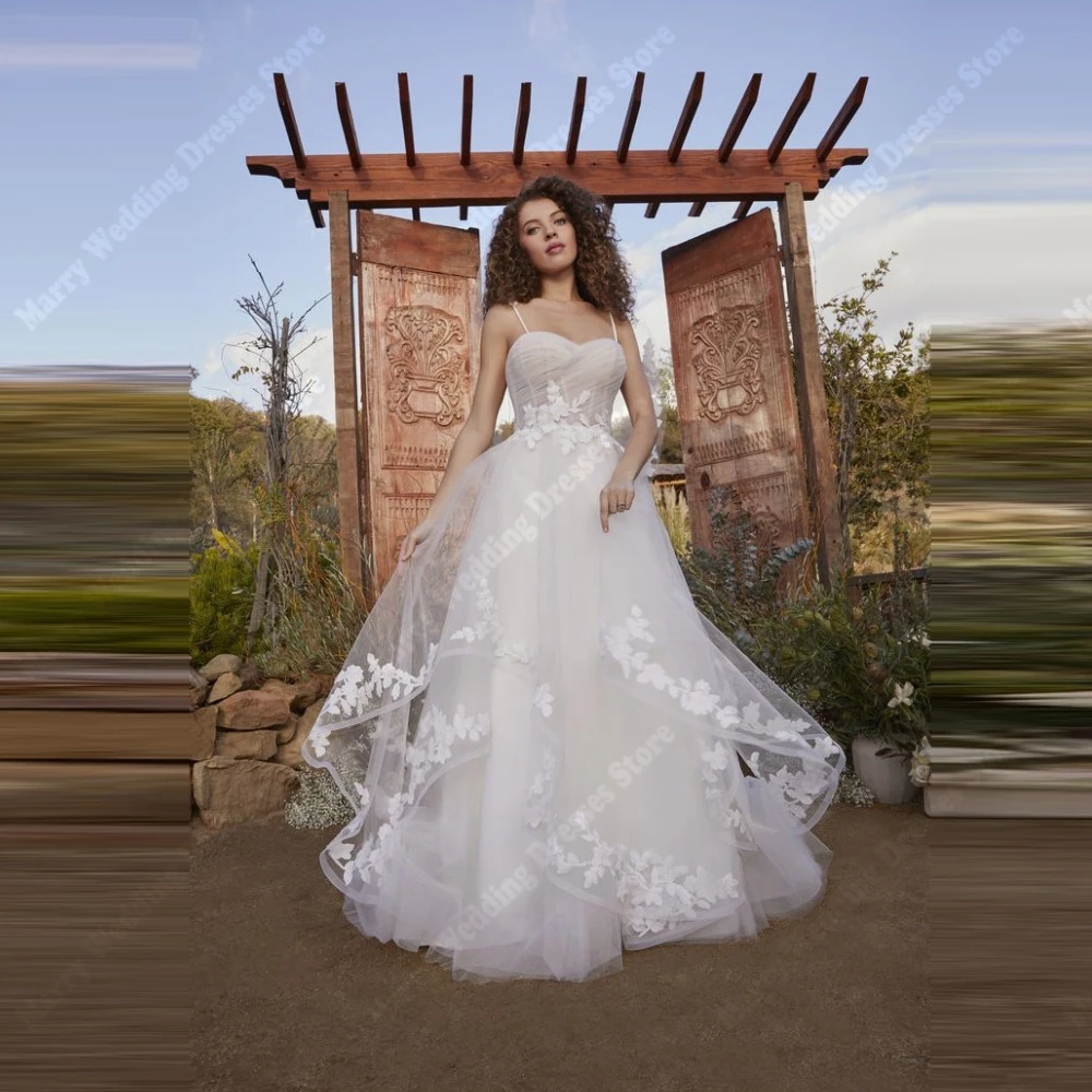 

Fascinating A-Line Women Wedding Dresses Sweetheart Collar Lace Appliques Backless Bridal Gowns Mopping length Robes De Mariée