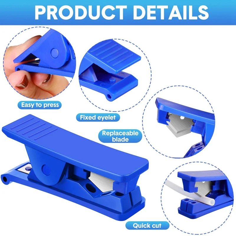 3 Pieces PTFE Tube Cutter,Pipe Hose Cutter,For Nylon PVC PU Plastic Tube And Hose Cut Up To 3/4 Inch OD Tube (Blue)