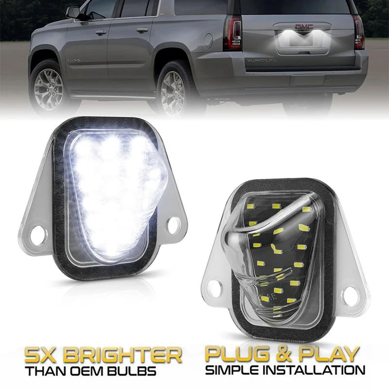 

For Chevy Tahoe Suburban GMC Yukon Cadillac Escalade (ESV) 2007-2014, 6000K White LED License Plate Light, Rear Bumper Tag Lamp