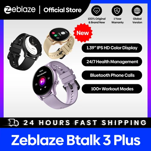 Imagen 1 del producto Zeblaze-reloj inteligente Btalk 3 Plus para hombre y mujer, pulsera con llamadas de voz, gran pantalla HD a Color de 1,39 pulgadas, seguimiento de actividad física