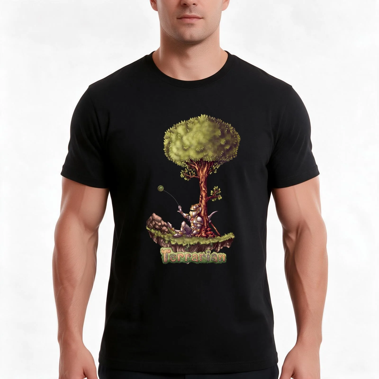 Terraria The Terrarian T-Shirt, Summer Casual Cotton Tee, Oversized Streetwear Tops, Vintage Graphic Print, Unisex Men Women