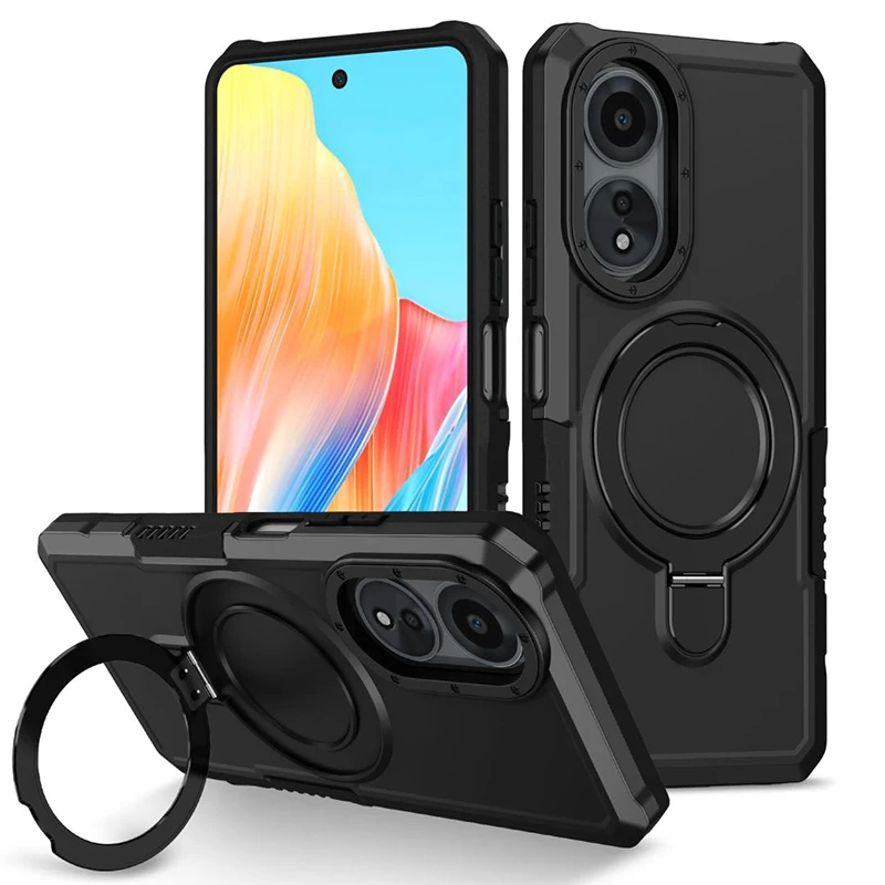 Phone Case for Oppo A38 A18 A54 A57s A77s with O Kickstand Oppo Reno 11 10 Pro A78 A77S A58 Anti Impact Protective Phone Cover