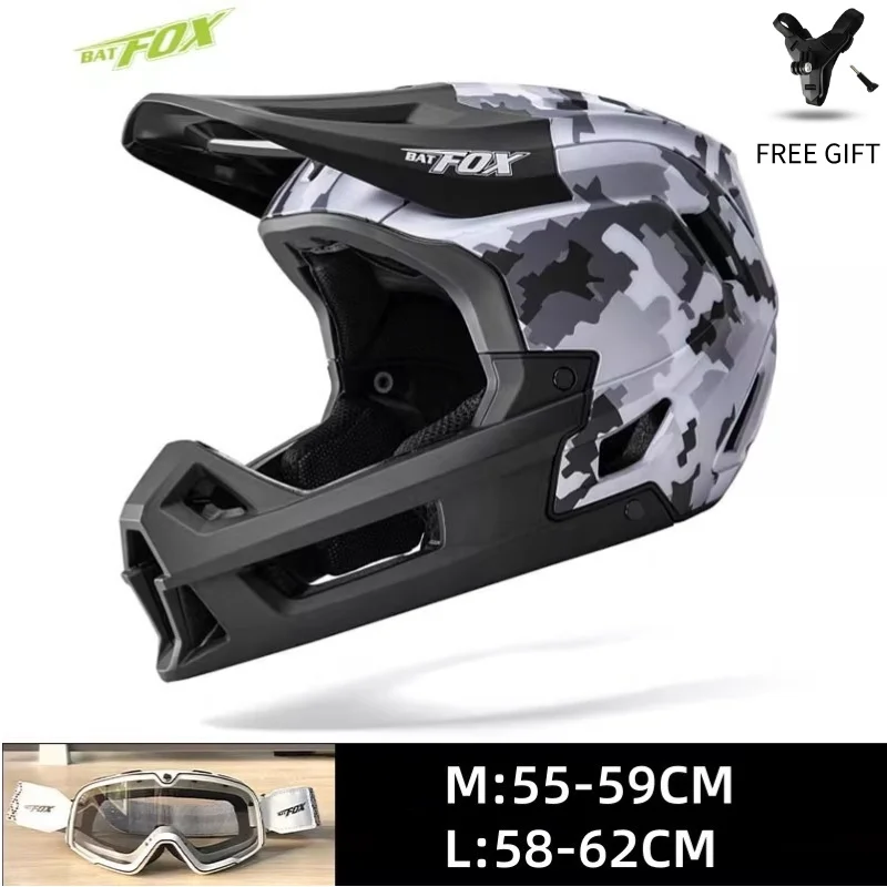 

BATFOX Mountain Bike Full Face MTB Helmet Integrated Molding Off-Road Racing Downhill Helmet for Men Women Adult Bicycle Helmet