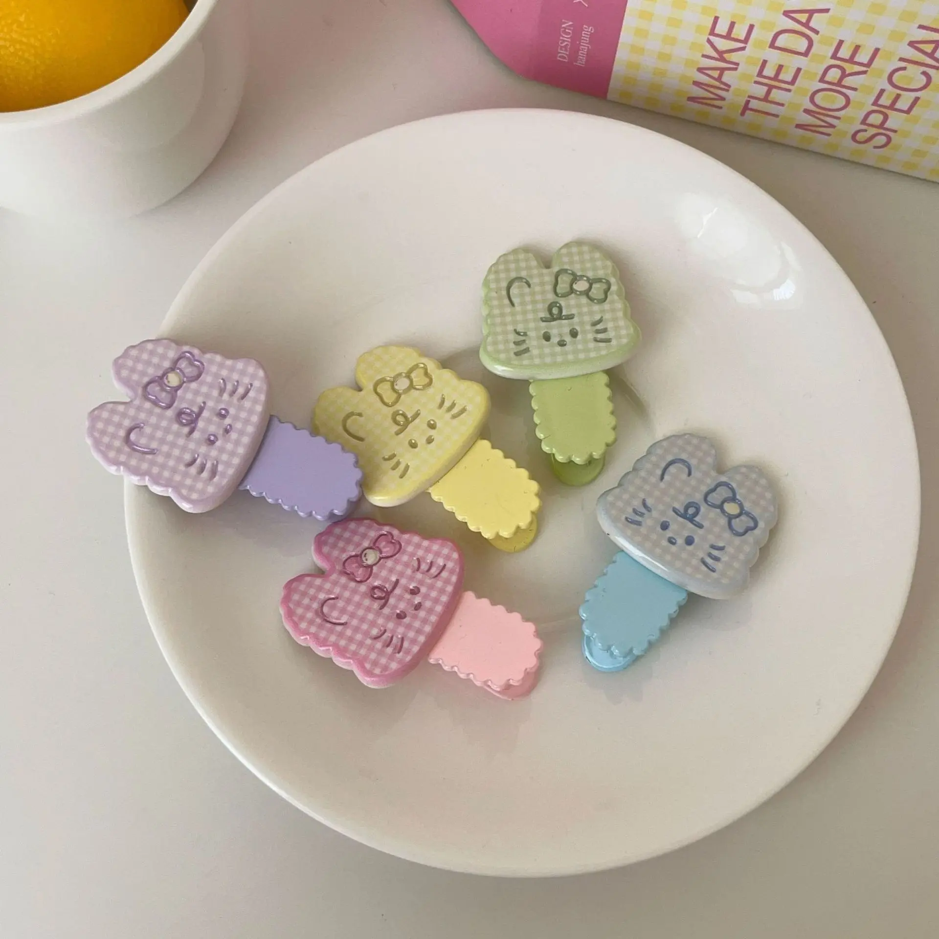 

1 шт., красочные заколки для волос в клетку в виде кролика, стиль аллигатора, милые детские заколки с бахромой для волос, милые заколки для волос с боковой челкой для девочек