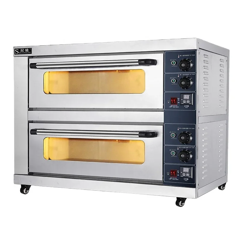 Industrial 2 Deck 2 Trays Electric Pizza Baking Oven Double Layer Cake Bakery Equipment Built-in Ovens