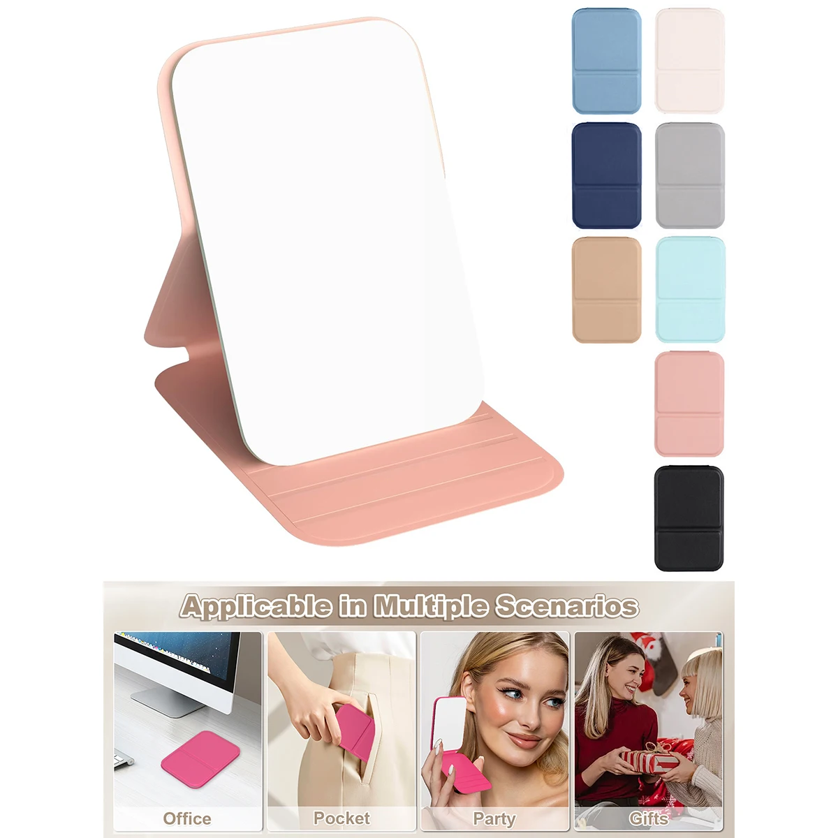 Folding Portable Makeup Mirror, Cosmetic Mirror With Stand, Travel Mirror, Beauty Supplies, Desktop Makeup Mirror，-A-ZMT
