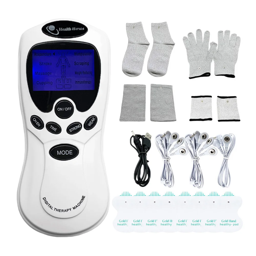 

Dual-Channel Physiotherapy Tens Muscle Stimulator Electric EMS Acupuncture Body Massage Digital Therapy Slimming Machine 8 Modes