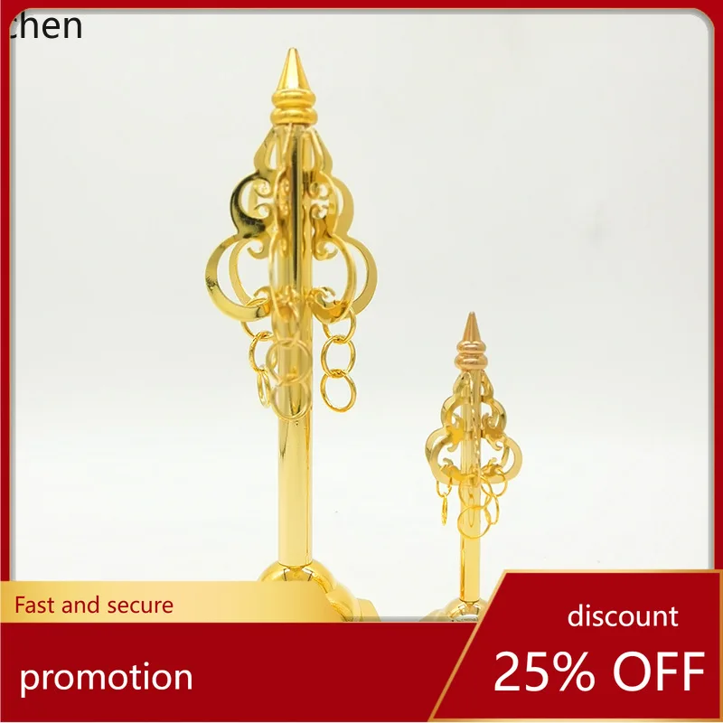 Cz brass zen staff, tang monk magical equipment, three holy land king of tibetan weapons, home buddhist hall temple ornaments
