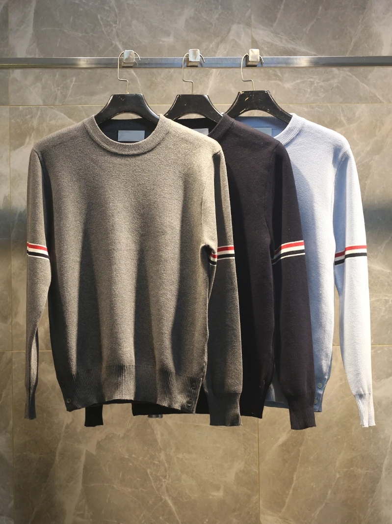 

Элитный вязаный свитер унисекс с круглым вырезом, модный, теплый, с длинным рукавом, на весну-осень