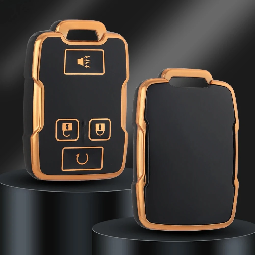 

Kuvi Fashion TPU Car Key Case Cover For GMC Yukon XL Chevrolet Tahoe Suburban Sierra Silverado 4 Buttons Remote Key Fob Shell