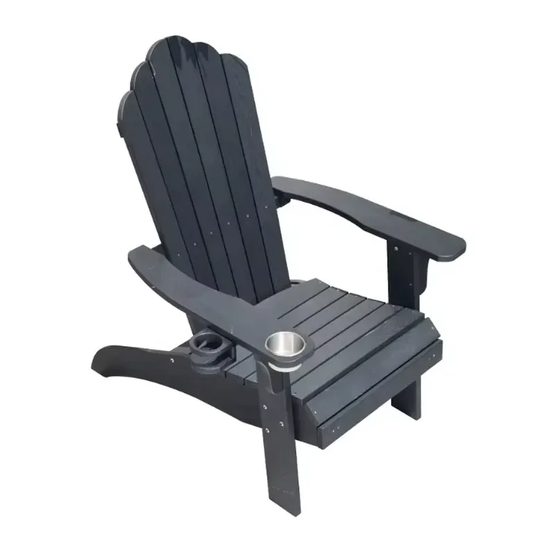 Simple Modern Folding Garden Dining Chair with Cup Holder and Foot Rest Comfortable Outdoor Patio Furniture
