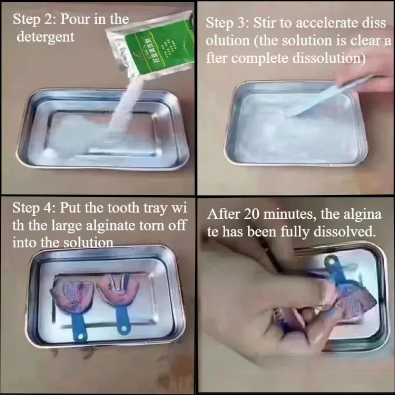 Bandeja Dental de 1/3/5/10 Uds., limpieza disuelta de alta eficiencia en polvo, agente de limpieza de bandeja de alginato, herramientas de Material para el cuidado Dental