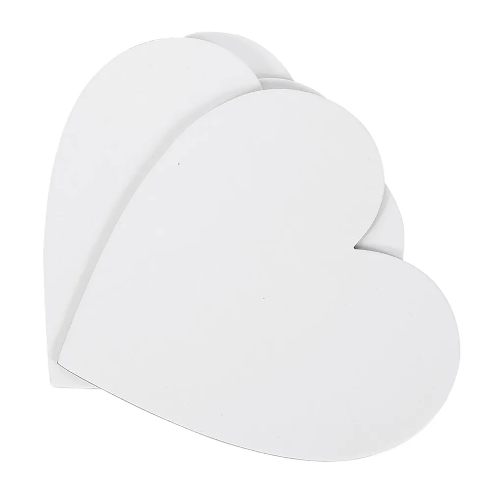 4Pcs Cotton Canvas Boards Heart Shape Oil Painting Blank Panels Surface for Artist Hobby Painting White Blank Paint Boards