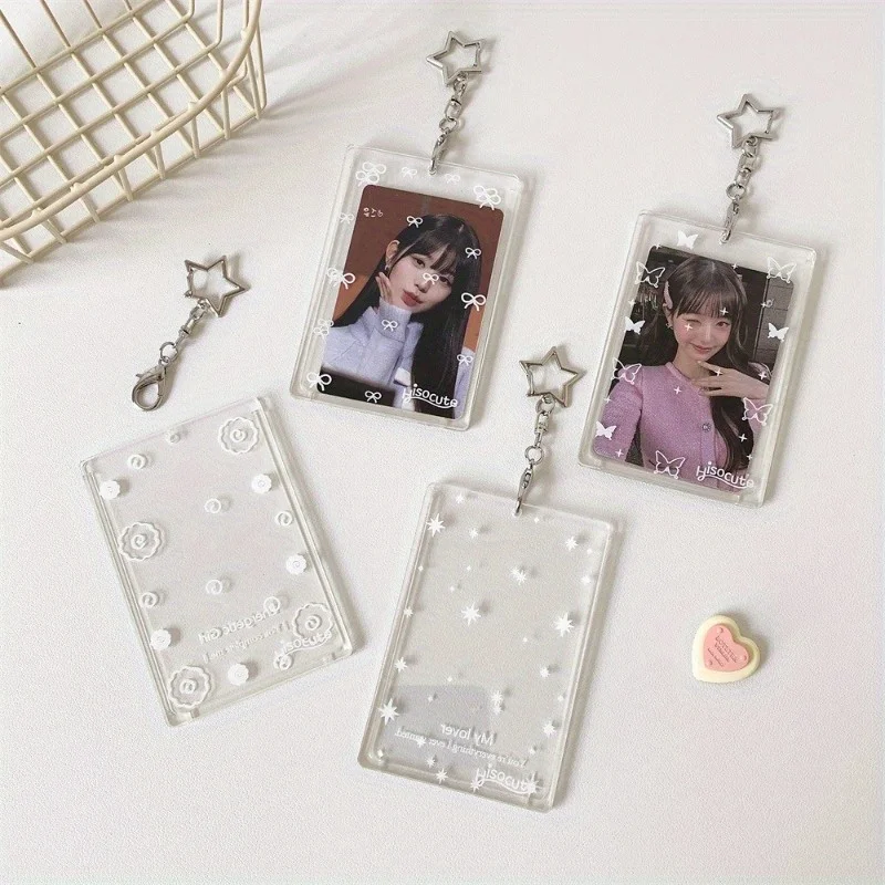 

Fashionable Simple Transparent Acrylic Hard Card Holder 3-inch Polaroid Keychain Women's Small Card Holder Brick Photo Frame