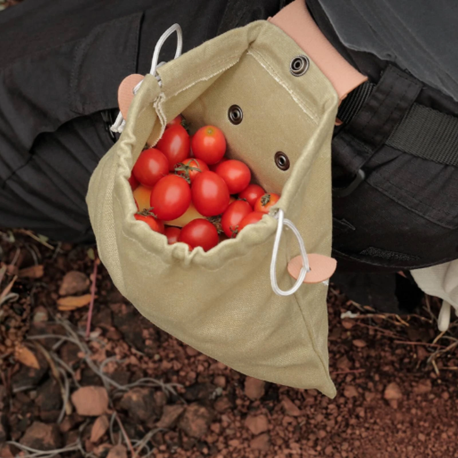 Foraging Pouch Compact Belt Pouch Canvas Bag with Snap Closure Portable Bag with Belt Attachment Multipurpose for Foragers