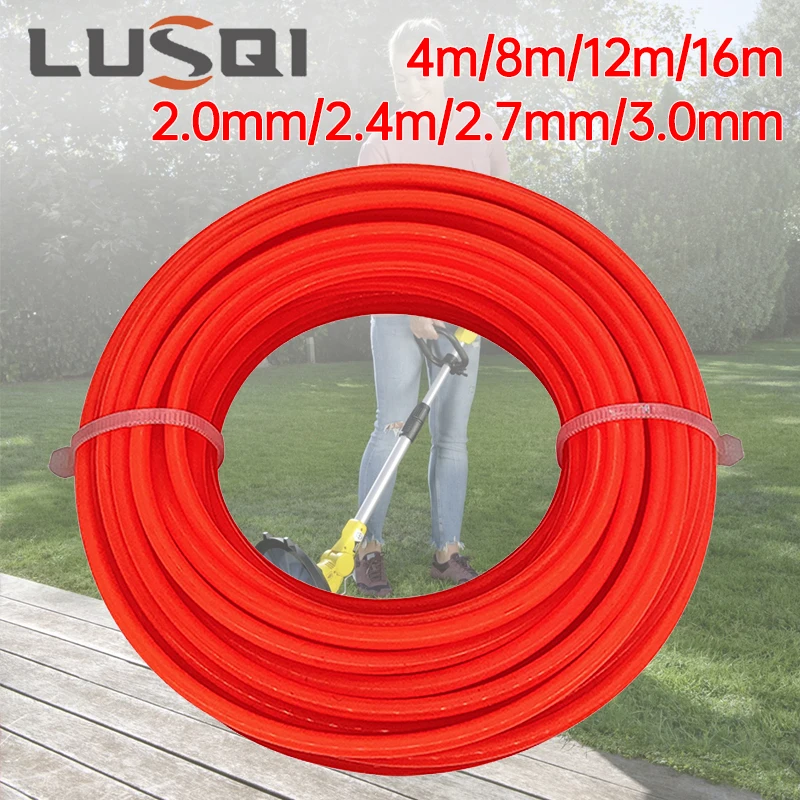 

LUSQI 4 м/8 м/12 м/16 м * 2 мм/2,4 мм/2,7 мм/3 мм оранжевый круглый трос для косилки нейлоновая веревка для косилки для аксессуаров для головки косилки